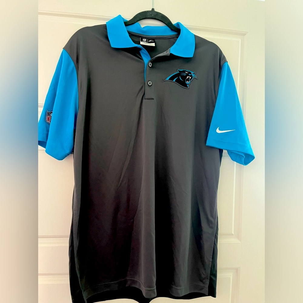 Nike NFL Dri-Fit Carolina Panthers short sleeve polo shirt size L.